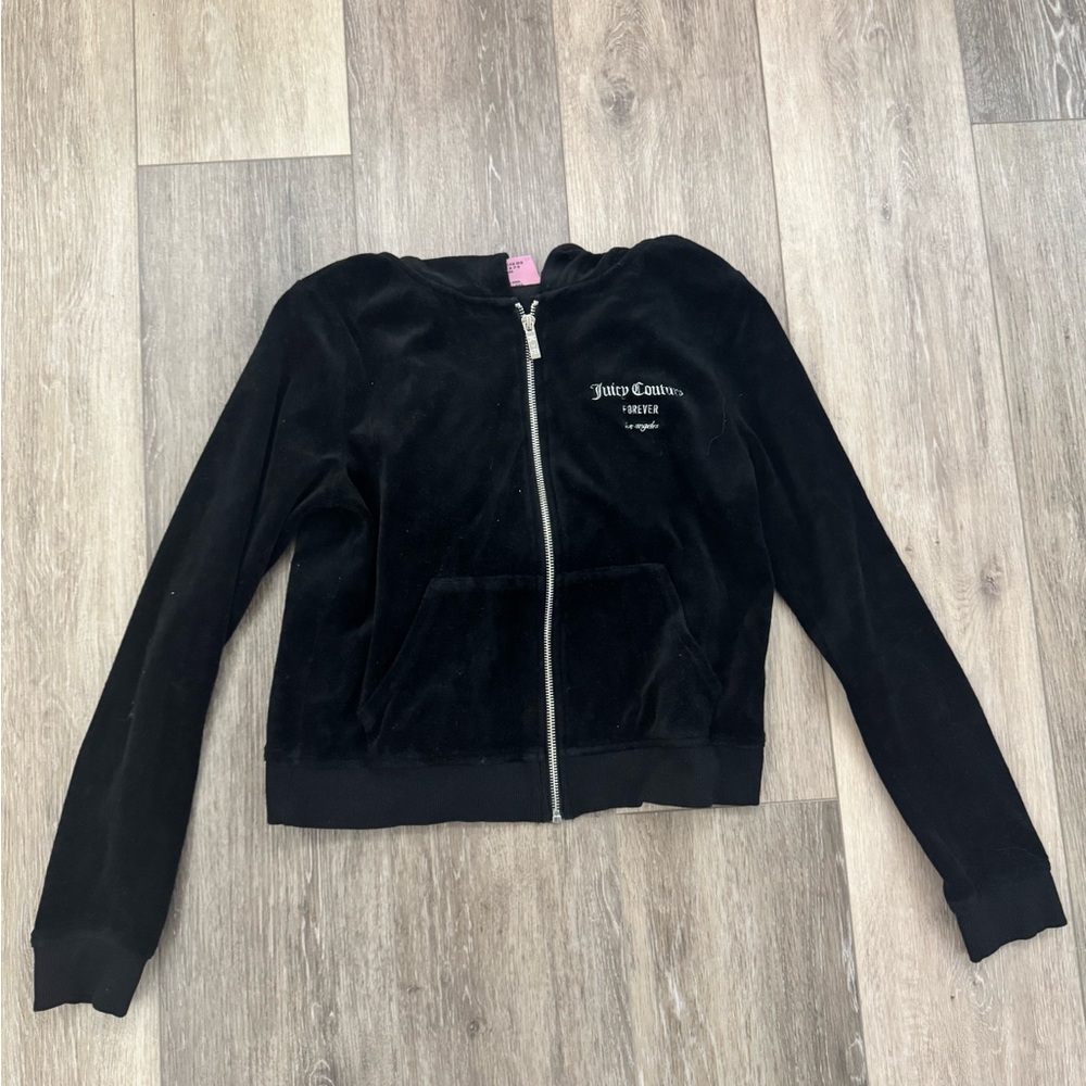Juicy Couture Black Velour Track Zip-Up Jacket